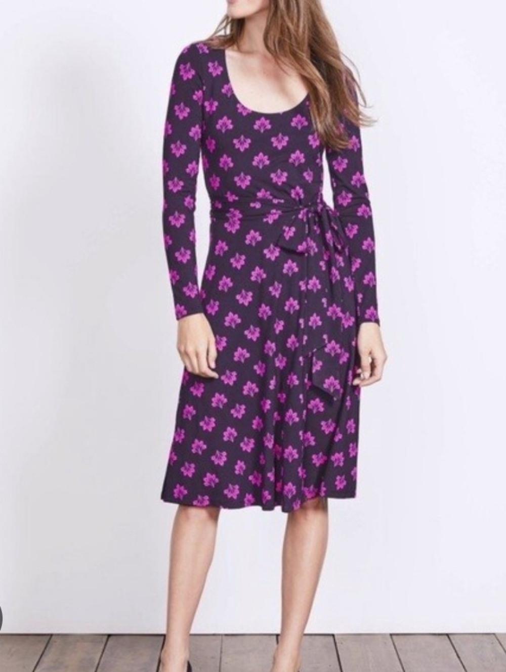 Boden Women's Purple Floral Wrap Dress